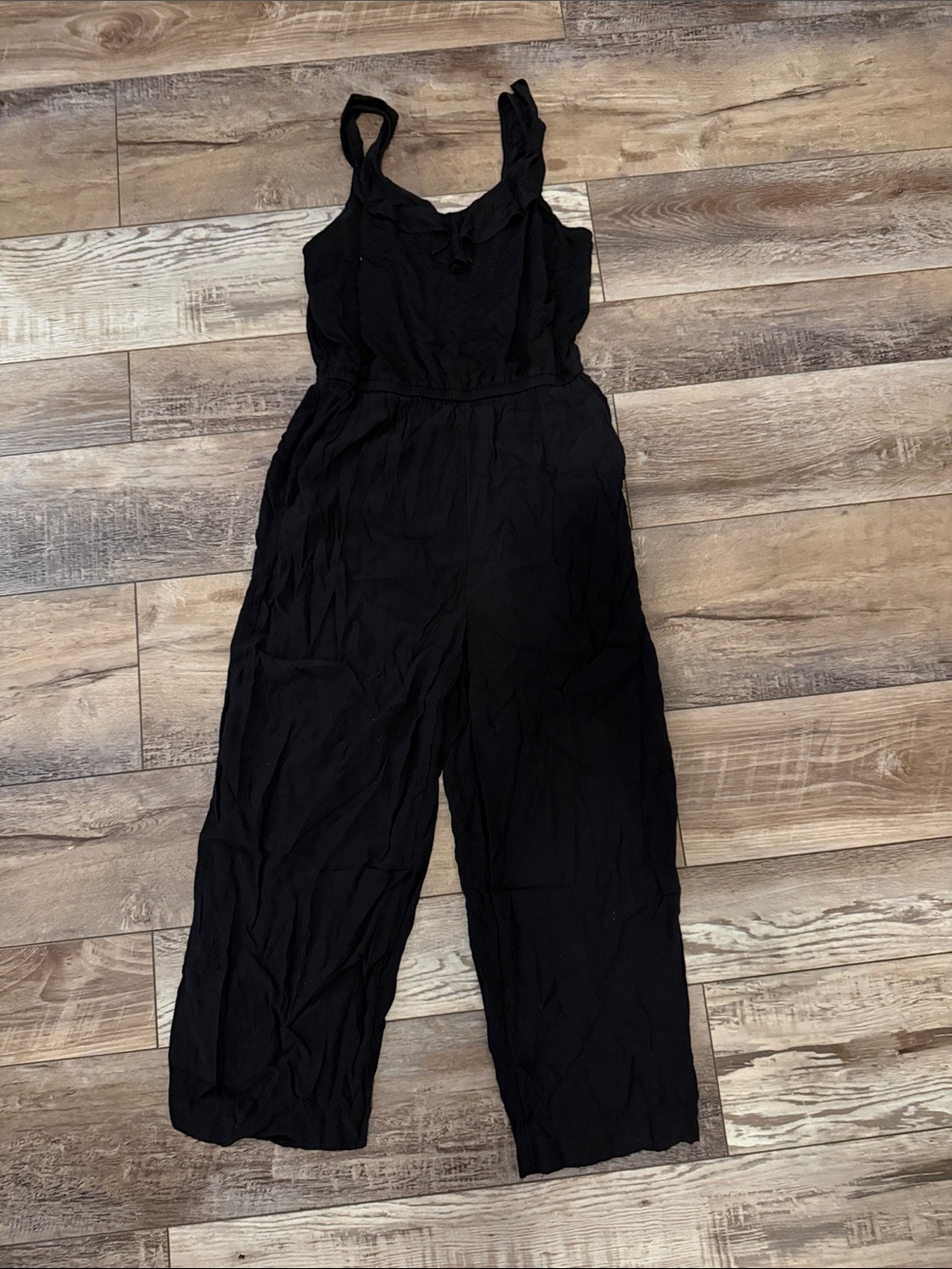 LOFT Black Sleeveless Wide-Leg Jumpsuit